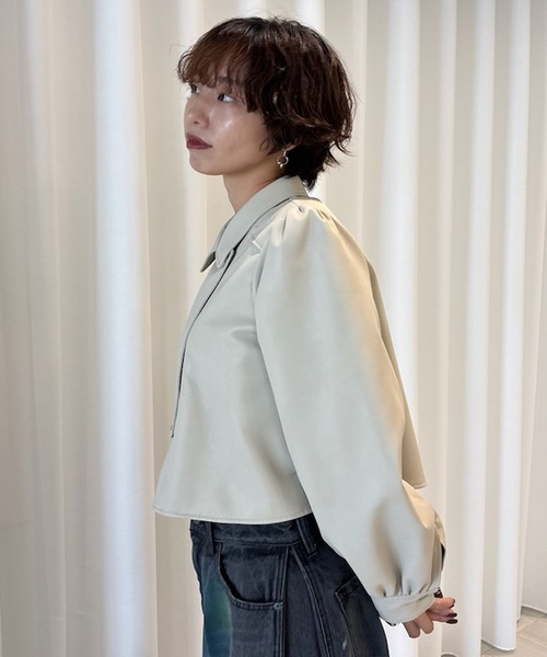 Ameri（アメリ）の「LADY GATHER RIDERS JACKET（ライダースジャケット・レディース・アイボリー/ブラック/カーキ・SMALL/MEDIUM）」の17枚目の写真