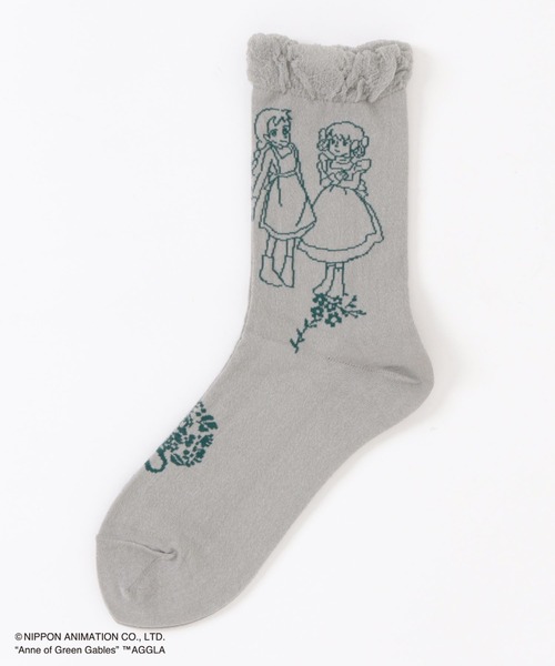 SUPER HAKKA（スーパーハッカ）の「SUPER　HAKKA×世界名作劇場　「赤毛のアン」ブーケとふたりジャカードソックス（ソックス/靴下・レディース・グレー/ベージュ/ネイビー・FREE）」の2枚目の写真