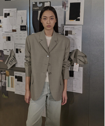 シングルオーバーサイズサマーウールジャケット_LIGHT GREY