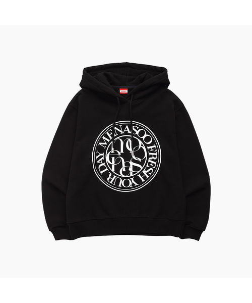 MENASOO(ミナス)の「UNISEX CIRCLE LOGO HOODIE_BK(パーカー・レディース・ブラック・1)」の1枚目の写真