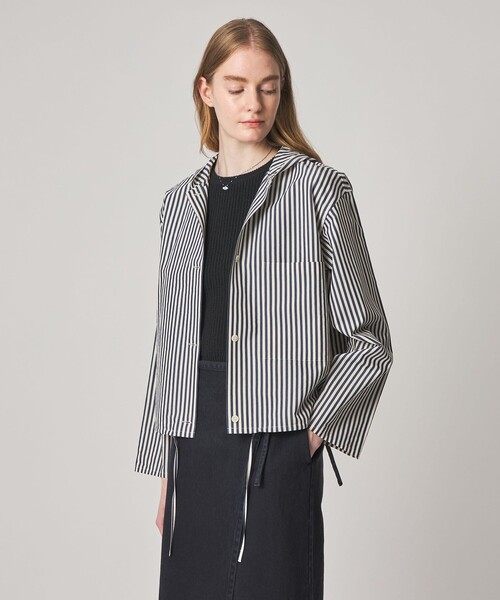 Steven Alan(スティーブンアラン)の「<Steven Alan>コットン キュプラ ストライプ フード シャツ(シャツ/ブラウス・レディース・ブラウン/ネイビー・M/S)」の1枚目の写真