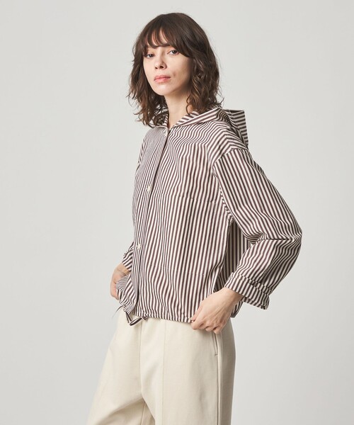 Steven Alan(スティーブンアラン)の「<Steven Alan>コットン キュプラ ストライプ フード シャツ(シャツ/ブラウス・レディース・ブラウン/ネイビー・M/S)」の3枚目の写真