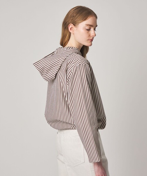 Steven Alan(スティーブンアラン)の「<Steven Alan>コットン キュプラ ストライプ フード シャツ(シャツ/ブラウス・レディース・ブラウン/ネイビー・M/S)」の7枚目の写真