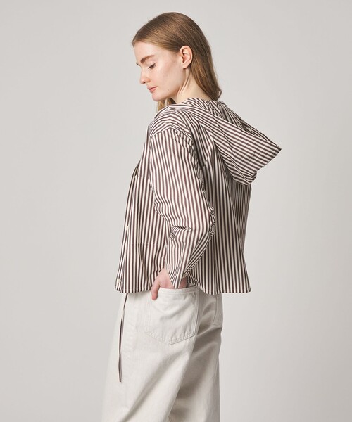 Steven Alan(スティーブンアラン)の「<Steven Alan>コットン キュプラ ストライプ フード シャツ(シャツ/ブラウス・レディース・ブラウン/ネイビー・M/S)」の9枚目の写真