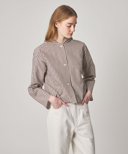 Steven Alan(スティーブンアラン)の「<Steven Alan>コットン キュプラ ストライプ フード シャツ(シャツ/ブラウス・レディース・ブラウン/ネイビー・M/S)」の12枚目の写真