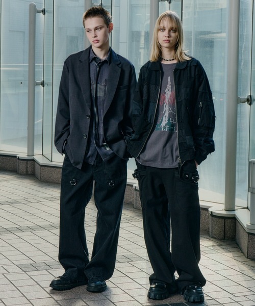 AIVER（アイバー）の「AIVER　ボンテージデニムベイカーパンツ（その他パンツ・メンズ・ブラック/ホワイト・LARGE/MEDIUM/SMALL/X-SMALL）」の4枚目の写真