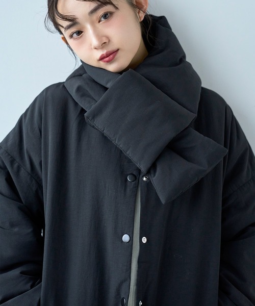 マフラー付き ノーカラー 中綿ジャケット 【585134】