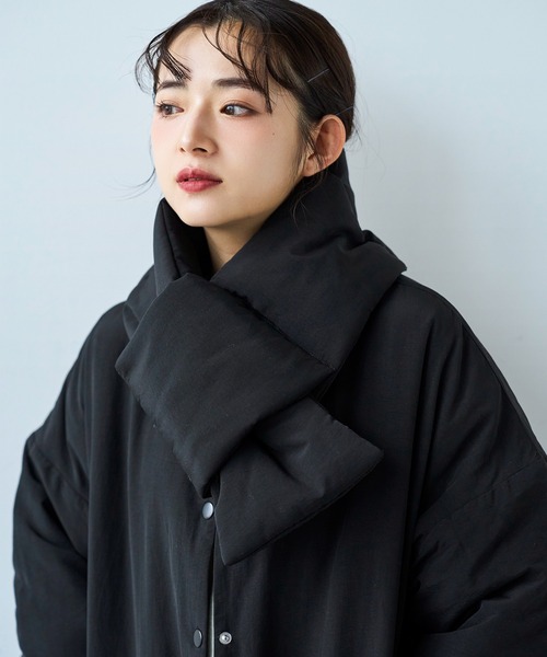 マフラー付き ノーカラー 中綿ジャケット 【585134】