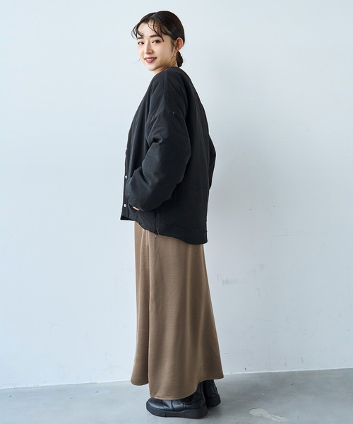 セール】マフラー付き ノーカラー 中綿ジャケット 【585134】（ダウン