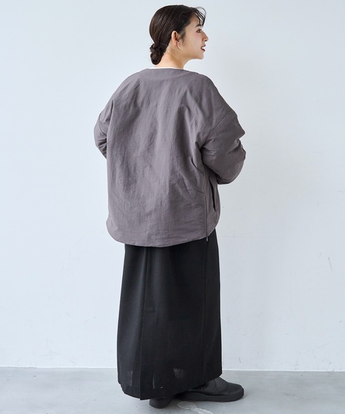 セール】マフラー付き ノーカラー 中綿ジャケット 【585134】（ダウン