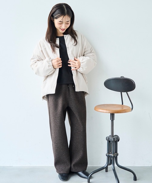 セール】マフラー付き ノーカラー 中綿ジャケット 【585134】（ダウン