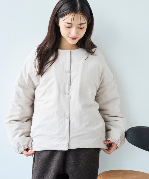 【NEW】ミル（mil）/【mil (ミル)】マフラー付き ノーカラー 中綿ジャケット セール】マフラー付き ノーカラー 中綿ジャケット 【585134】（ダウン