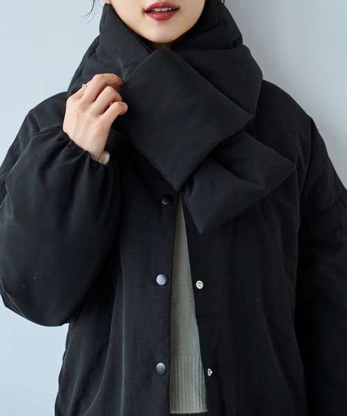 マフラー付き ノーカラー 中綿ジャケット 【585134】