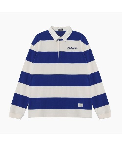 CONTEMENT(コンテメント)の「TWO COLOR STRIPE POLO T-SHIRT(ポロシャツ・メンズ・ブルー・LARGE/X-LARGE)」の3枚目の写真