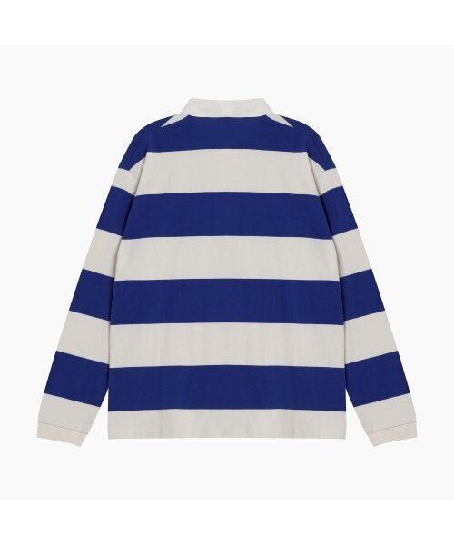CONTEMENT(コンテメント)の「TWO COLOR STRIPE POLO T-SHIRT(ポロシャツ・メンズ・ブルー・LARGE/X-LARGE)」の4枚目の写真