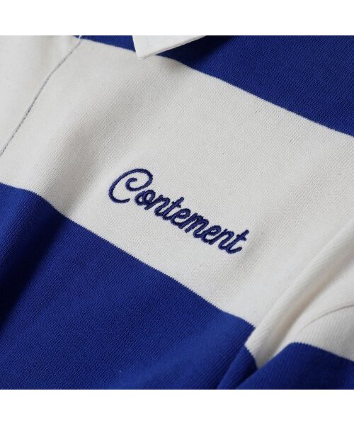 CONTEMENT(コンテメント)の「TWO COLOR STRIPE POLO T-SHIRT(ポロシャツ・メンズ・ブルー・LARGE/X-LARGE)」の5枚目の写真