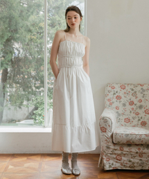 KNIZURE（ニジュール）の「Bustier shirring long dress_WHITE（ワンピース）」