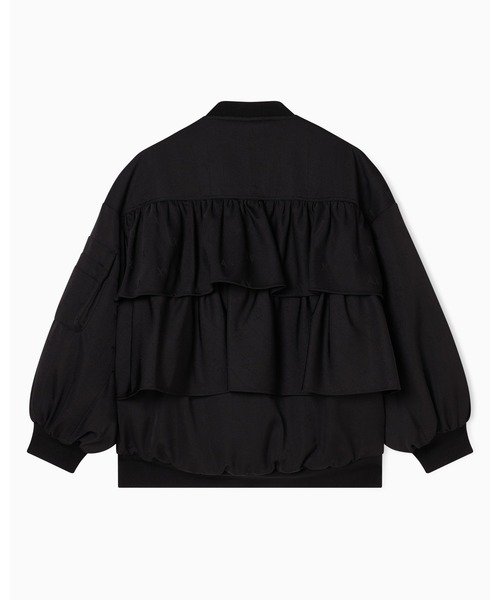 ARMANI EXCHANGE(アルマーニエクスチェンジ)の「【A|X アルマーニ エクスチェンジ】オールオーバーロゴ バックフリルボンバージャケット(ブルゾン・レディース・ブラック・X-SMALL/SMALL/MEDIUM/LARGE)」の2枚目の写真