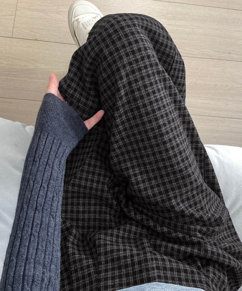 Miniministore(ミニミニストア)の「チェック柄ワイドパンツハイウエスト 秋冬(スラックス・レディース・ホワイト/ブラウン/ダークグレー・L/M)」の22枚目の写真
