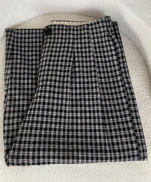 Miniministore(ミニミニストア)の「チェック柄ワイドパンツハイウエスト 秋冬(スラックス・レディース・ホワイト/ブラウン/ダークグレー・L/M)」の16枚目の写真
