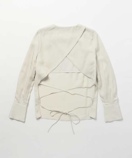 Ray BEAMS（レイビームス）の「RBS / オープン バックレースアップ（シャツ/ブラウス・レディース・ライトグレー/ネイビー・0/1）」の17枚目の写真