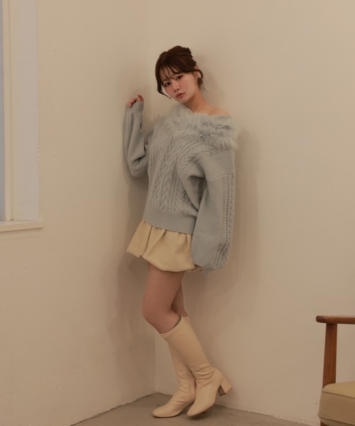 M DOLLY(エムドリー)の「fox fur melia loose knit tops/フォックスファーメリアルーズニットトップス(ニット/セーター・レディース・ホワイト/ブラウン/ブルー・FREE)」の17枚目の写真