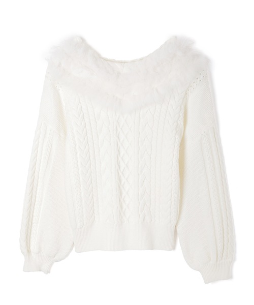 M DOLLY(エムドリー)の「fox fur melia loose knit tops/フォックスファーメリアルーズニットトップス(ニット/セーター・レディース・ホワイト/ブラウン/ブルー・FREE)」の18枚目の写真