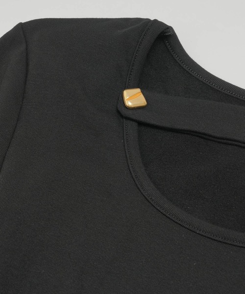 Pt18kg(プラチナイチハチキログラム)の「アシメカットアウト スリムトップス(Tシャツ/カットソー・レディース・ブラック/ブラウン/オレンジ/ホワイト・FREE)」の17枚目の写真