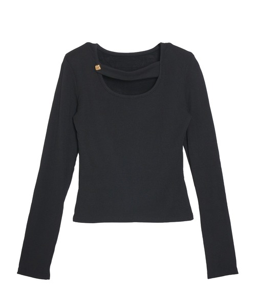 Pt18kg(プラチナイチハチキログラム)の「アシメカットアウト スリムトップス(Tシャツ/カットソー・レディース・ブラック/ブラウン/オレンジ/ホワイト・FREE)」の7枚目の写真