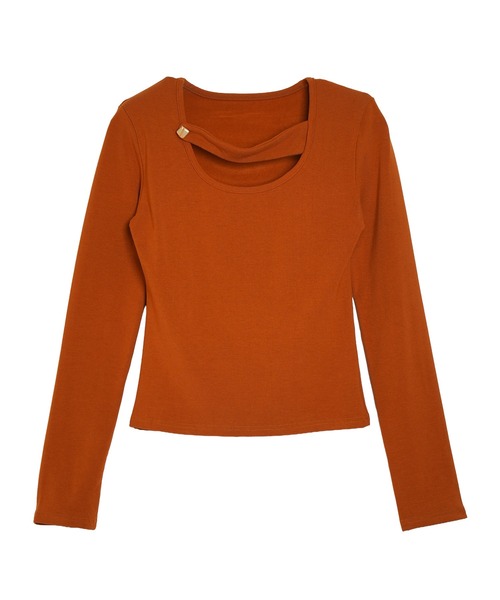 Pt18kg(プラチナイチハチキログラム)の「アシメカットアウト スリムトップス(Tシャツ/カットソー・レディース・ブラック/ブラウン/オレンジ/ホワイト・FREE)」の14枚目の写真