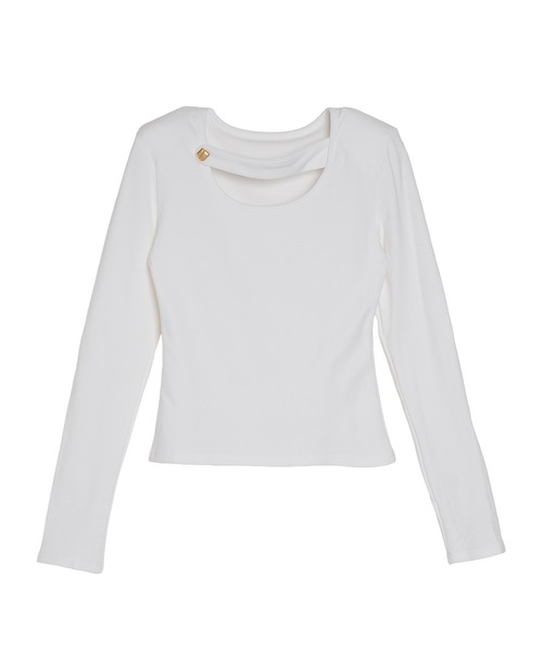 Pt18kg(プラチナイチハチキログラム)の「アシメカットアウト スリムトップス(Tシャツ/カットソー・レディース・ブラック/ブラウン/オレンジ/ホワイト・FREE)」の11枚目の写真
