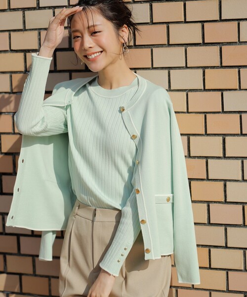 ANY SIS（エニィスィス）の「ラインポイント ニット（ニット/セーター・レディース・ホワイト系/ライトグリーン系/ネイビー系・MEDIUM）」の13枚目の写真