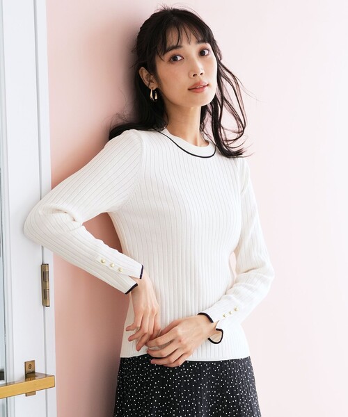 ANY SIS（エニィスィス）の「ラインポイント ニット（ニット/セーター・レディース・ホワイト系/ライトグリーン系/ネイビー系・MEDIUM）」の20枚目の写真