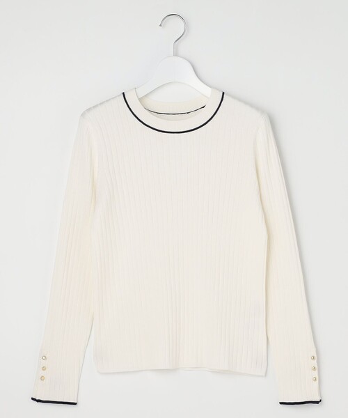 ANY SIS（エニィスィス）の「ラインポイント ニット（ニット/セーター・レディース・ホワイト系/ライトグリーン系/ネイビー系・MEDIUM）」の6枚目の写真