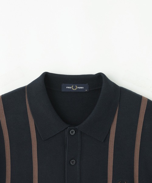 FRED PERRY（フレッドペリー）の「FRED PERRY VERTICAL STRIPE KNITTED SHIRT K6537（ニット/セーター・メンズ・ネイビー・M/L）」の3枚目の写真