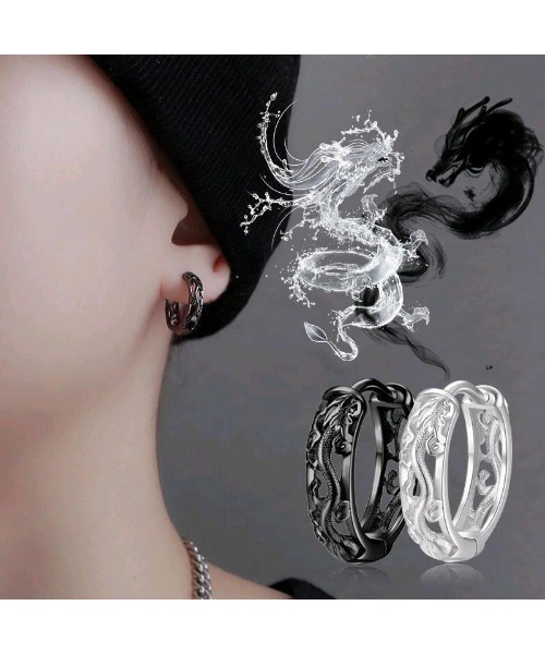 Bling Leads(ブリングリーズ)の「【Bls】【ZA】【Bling Leads】ドラゴンタッセル ピアス(ピアス(両耳用)・メンズ・ブラック/シルバー・FREE)」の4枚目の写真