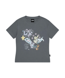 WM スケッチ ドゥードル クロップド Tシャツ グレー