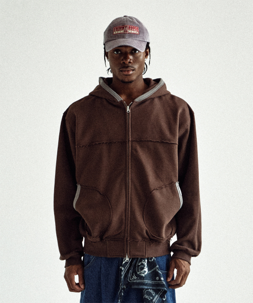 THEVINYLHOUSE(ザバイニルハウス)の「CUT-OFF HOODIE ZIP-UP BROWN(パーカー・メンズ・その他・S/M/L)」の4枚目の写真