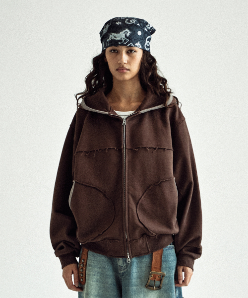 THEVINYLHOUSE(ザバイニルハウス)の「CUT-OFF HOODIE ZIP-UP BROWN(パーカー・メンズ・その他・S/M/L)」の5枚目の写真
