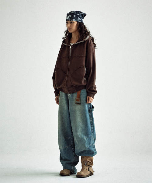 THEVINYLHOUSE(ザバイニルハウス)の「CUT-OFF HOODIE ZIP-UP BROWN(パーカー・メンズ・その他・S/M/L)」の7枚目の写真