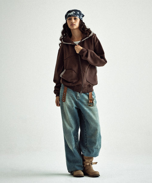 THEVINYLHOUSE(ザバイニルハウス)の「CUT-OFF HOODIE ZIP-UP BROWN(パーカー・メンズ・その他・S/M/L)」の9枚目の写真