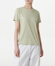 ウィメンズモーダルブレンドベーシッククルーネックTシャツ[ペイルグリーン]