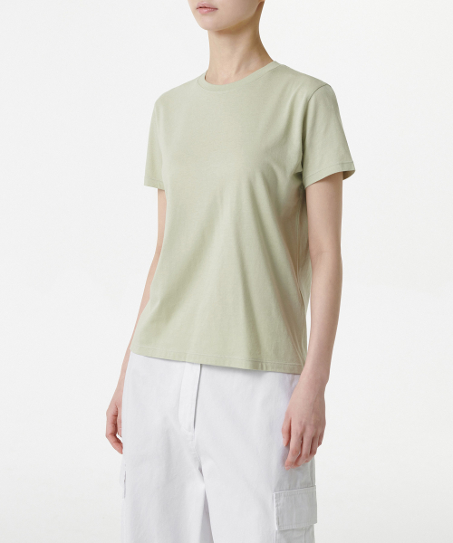 MUSINSA STANDARD WOMAN（ムシンサスタンダードウーマン）の「ウィメンズモーダルブレンドベーシッククルーネックTシャツ[ペイルグリーン]（Tシャツ/カットソー・レディース・その他・LARGE/MEDIUM/SMALL/X-SMALL）」の2枚目の写真