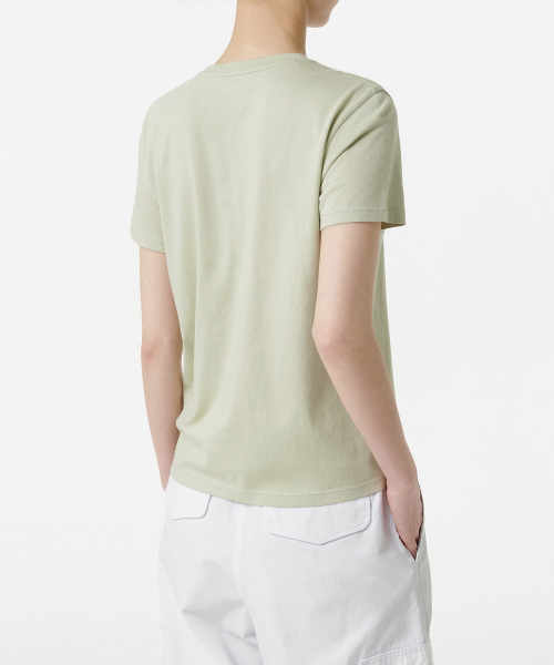 MUSINSA STANDARD WOMAN（ムシンサスタンダードウーマン）の「ウィメンズモーダルブレンドベーシッククルーネックTシャツ[ペイルグリーン]（Tシャツ/カットソー・レディース・その他・LARGE/MEDIUM/SMALL/X-SMALL）」の3枚目の写真