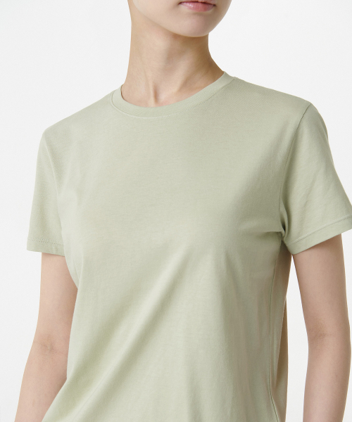 MUSINSA STANDARD WOMAN（ムシンサスタンダードウーマン）の「ウィメンズモーダルブレンドベーシッククルーネックTシャツ[ペイルグリーン]（Tシャツ/カットソー・レディース・その他・LARGE/MEDIUM/SMALL/X-SMALL）」の4枚目の写真