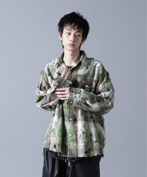 DANKE SCHON | DankeSchon/ダンケシェーン/DAMAGE CAMO CHECK L/S SHIRTS(シャツ/ブラウス)