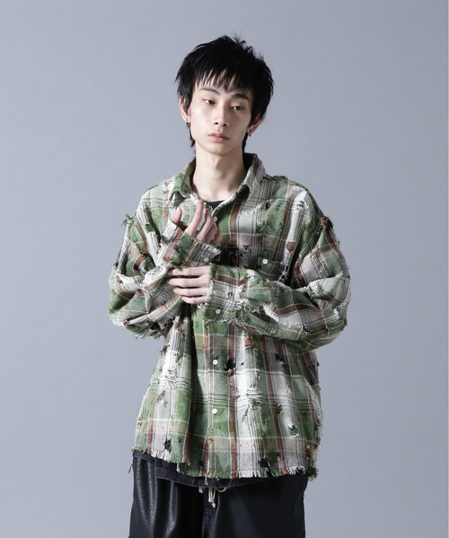 DANKE SCHON（ダンケシェーン）の「DankeSchon/ダンケシェーン/DAMAGE CAMO CHECK L/S SHIRTS（シャツ/ブラウス・メンズ・モスグリーン/ブルー・L/M）」の2枚目の写真