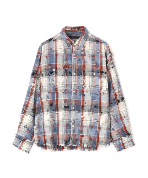 DANKE SCHON（ダンケシェーン）の「DankeSchon/ダンケシェーン/DAMAGE CAMO CHECK L/S SHIRTS（シャツ/ブラウス・メンズ・モスグリーン/ブルー・L/M）」の9枚目の写真