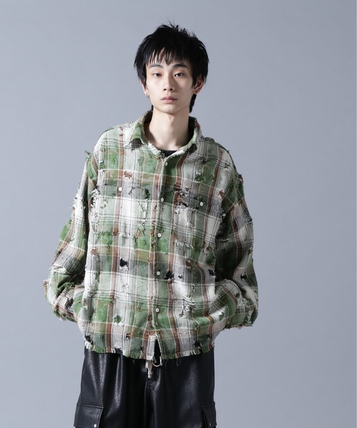 DANKE SCHON（ダンケシェーン）の「DankeSchon/ダンケシェーン/DAMAGE CAMO CHECK L/S SHIRTS（シャツ/ブラウス・メンズ・モスグリーン/ブルー・L/M）」の3枚目の写真