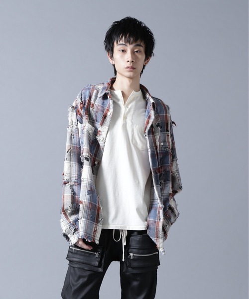 DANKE SCHON（ダンケシェーン）の「DankeSchon/ダンケシェーン/DAMAGE CAMO CHECK L/S SHIRTS（シャツ/ブラウス・メンズ・モスグリーン/ブルー・L/M）」の7枚目の写真